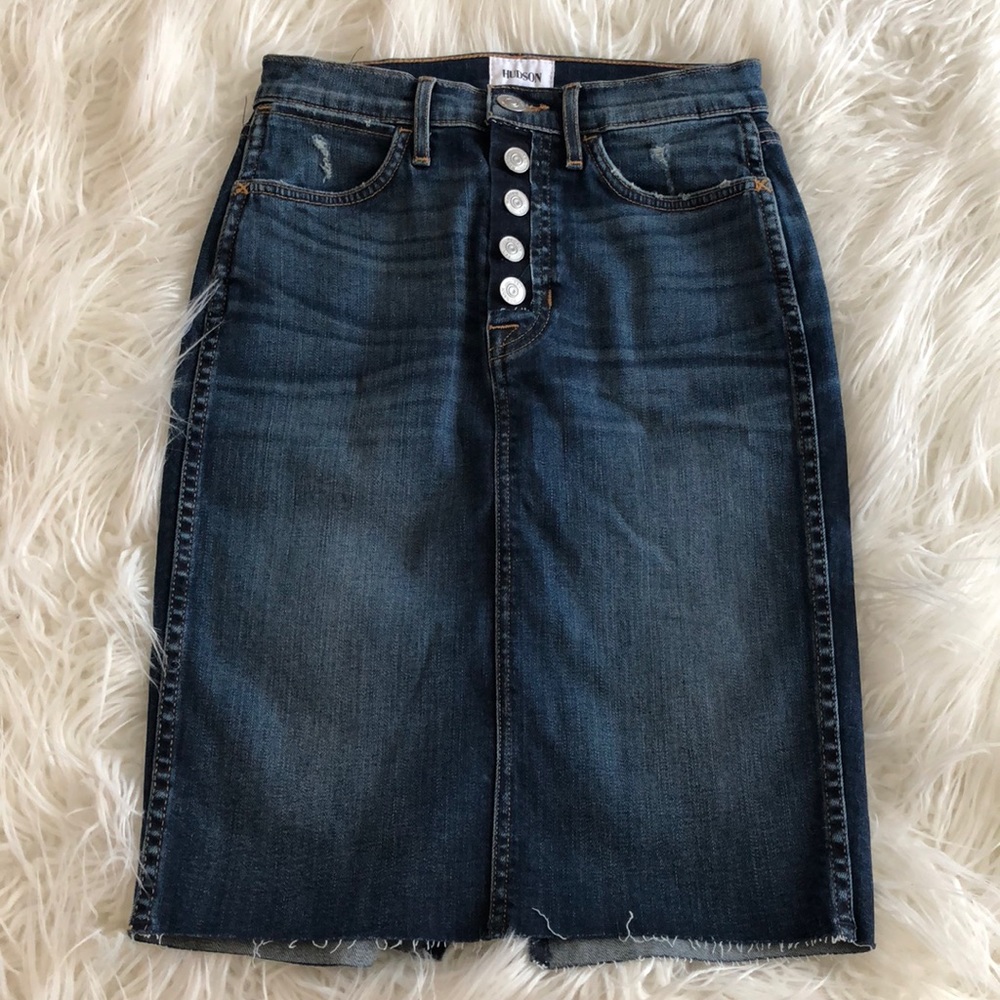 Fitted high rise denim skirt